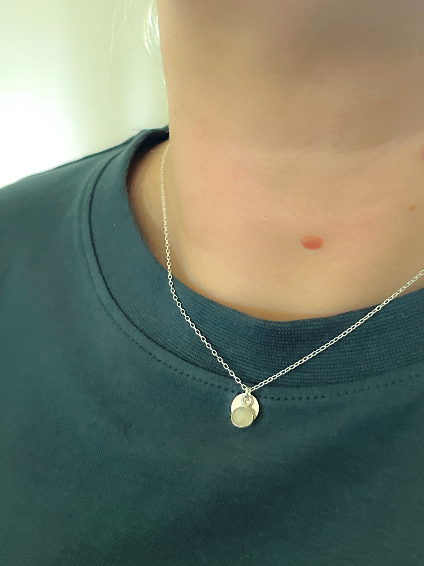 Sterling Silver Moonstone Charm Necklace