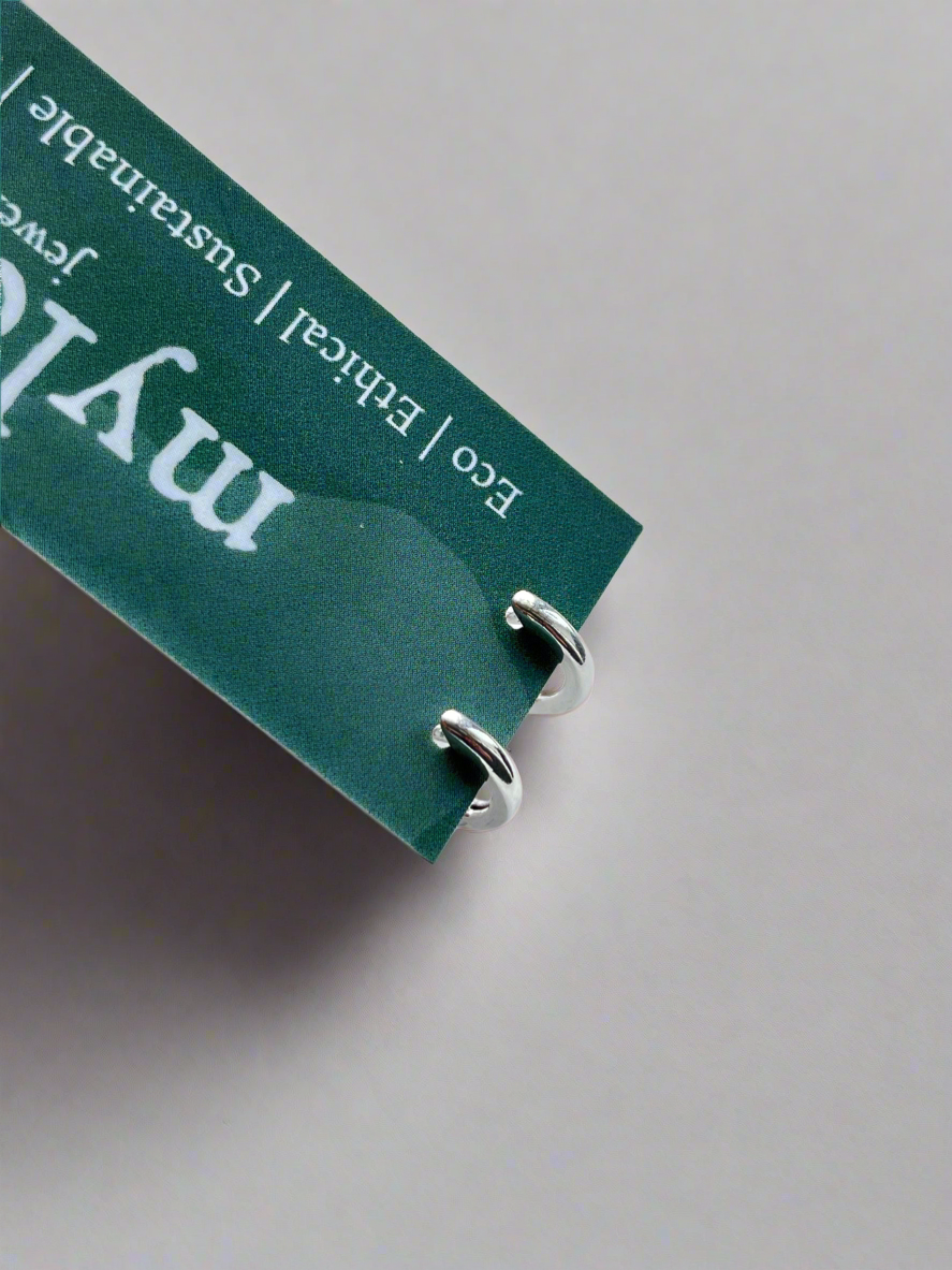 Sterling Silver Mini Hoop Earrings & Moon Studs Set