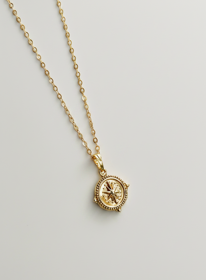 Gold Vermeil Compass Necklace