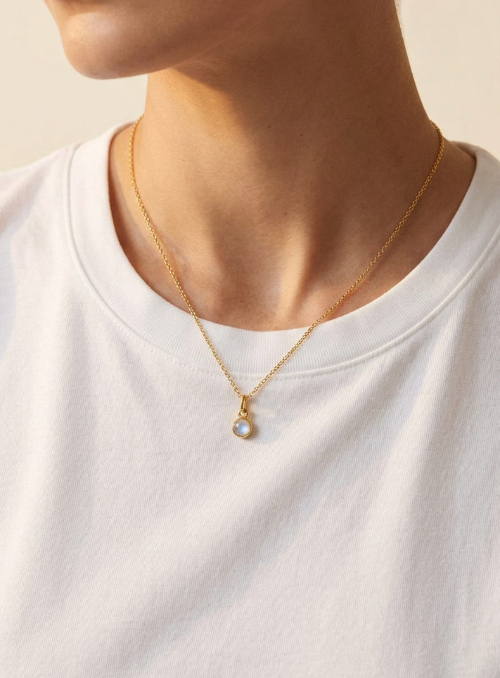Sterling Silver & Gold Vermeil Moonstone Charm