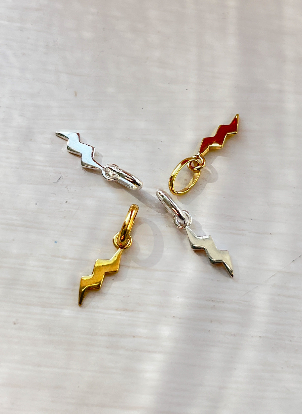 Sterling Silver & Gold Vermeil Lightning Bolt Charm Pendant - Myleti Jewellery