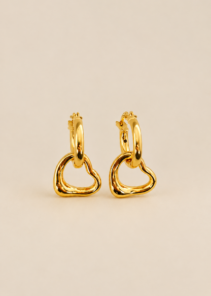 Gold Free Spirit Molten Heart Hoop Earrings - Myleti Jewellery