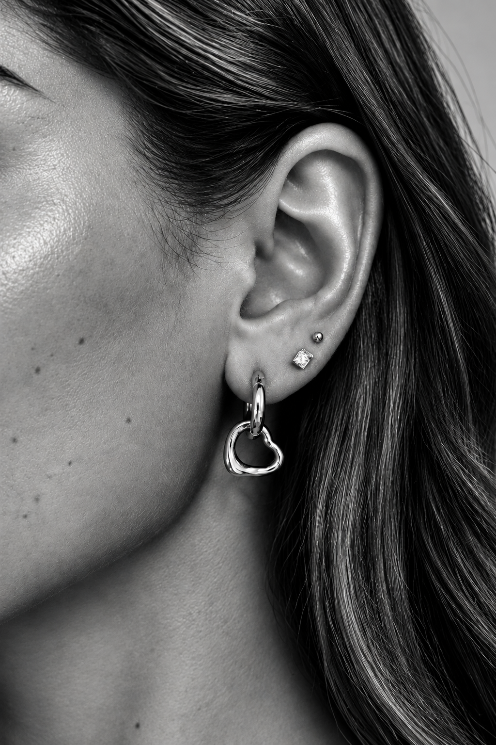 Silver Free Spirit Molten Heart Hoop Earrings