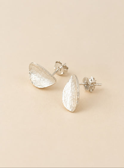 Sterling Silver Organic Teardrop Stud Earrings