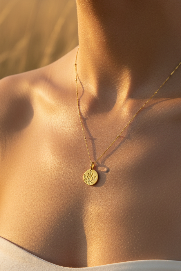 Gold Vermeil Bloom Coin Affirmation Necklace