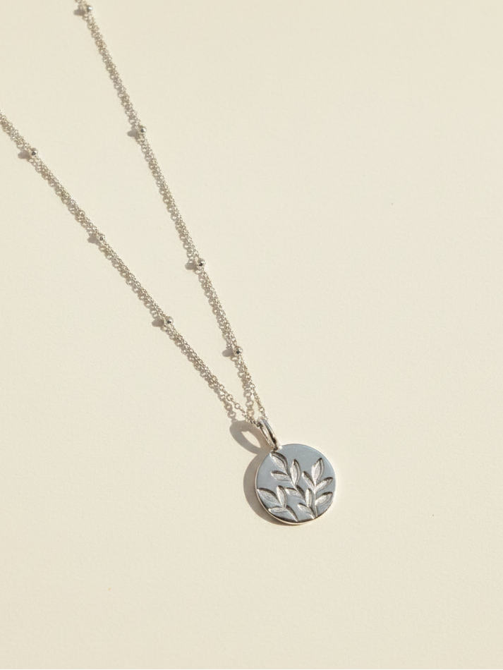 Sterling Silver Bloom Coin Affirmation Necklace