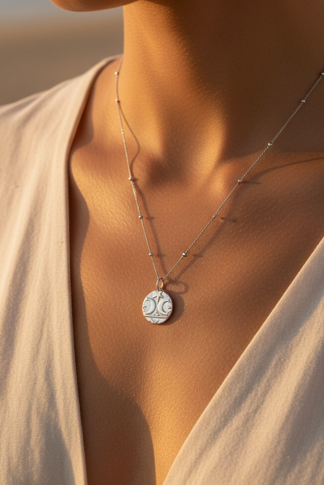 Sterling Silver Warrior Coin Affirmation Necklace - Myleti Jewellery