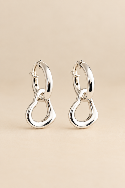 Silver Free Spirit Molten Heart Hoop Earrings