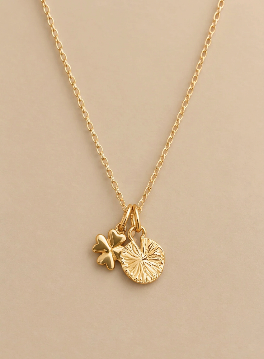Sterling Silver & Gold Vermeil Four Leaf Clover Charm Pendant