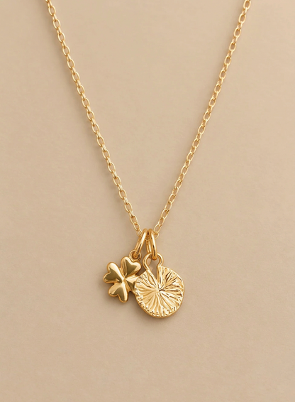 Sterling Silver & Gold Vermeil Four Leaf Clover Charm Pendant