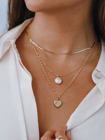 Sterling Silver & Gold Vermeil Organic Textured Heart Pendant Necklace - Myleti Jewellery