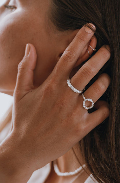 Sterling Silver & Gold Vermeil Elegant Molten Band Ring - Myleti Jewellery