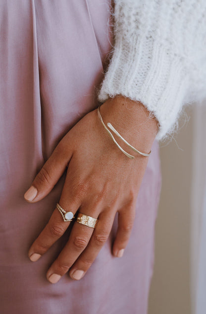 Gold Vermeil Hammered Adjustable Cuff Bangle - Myleti Jewellery