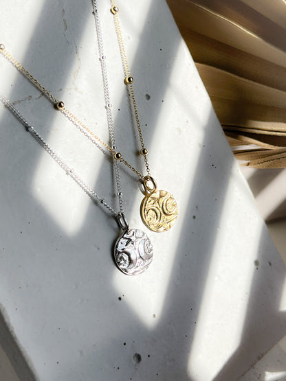 Sterling Silver & Gold Vermeil Warrior Coin Affirmation Necklace - Myleti Jewellery