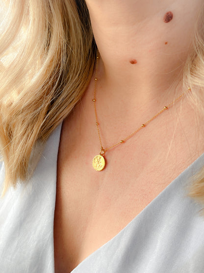 Sterling Silver & Gold Vermeil Bloom Coin Affirmation Necklace - Myleti Jewellery