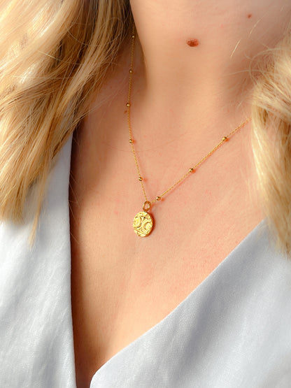 Sterling Silver & Gold Vermeil Warrior Coin Affirmation Necklace - Myleti Jewellery