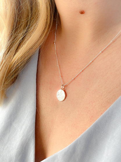 Sterling Silver & Gold Vermeil Bloom Coin Affirmation Necklace - Myleti Jewellery