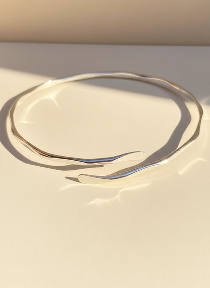 Sterling Silver Adjustable Oval Hammered Cuff Bangle - Myleti Jewellery