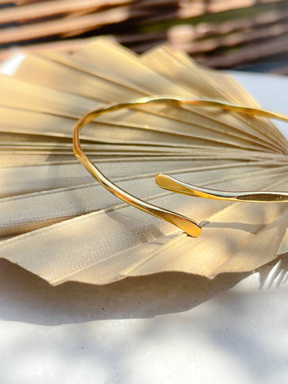 Gold Vermeil Hammered Adjustable Cuff Bangle - Myleti Jewellery