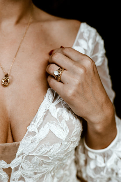 Sterling Silver & Gold Vermeil Elegant Molten Band Ring - Myleti Jewellery